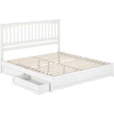 Everett King Platform Bed with Panel Footboard, Drawers & Charging in White