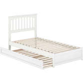 Everett Twin Platform Bed with Panel Footboard, Twin Trundle & Charging in White