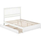 Everett Queen Platform Bed with Panel Footboard, Twin XL Trundle & Charging in White