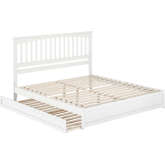 Everett King Platform Bed with Panel Footboard, Twin XL Trundle & Charging in White