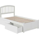 Richmond Twin XL Bed with Flat Panel Footboard & 2 Bed Drawers in White