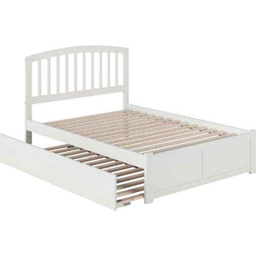 Richmond Full Bed with Flat Panel Footboard & Urban Trundle in White
