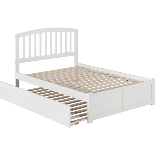 Richmond Full Platform Bed with Flat Panel Foot Board & Full Urban Trundle in White