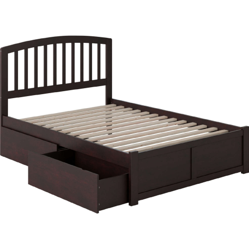 Richmond Full Bed with Flat Panel Footboard & 2 Under Bed Drawers in Espresso