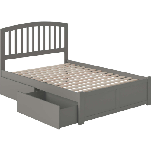 Richmond Full Bed with Flat Panel Footboard & 2 Urban Bed Drawers in Grey
