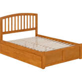Richmond Full Platform Bed with Footboard, 2 Drawers & Charging in Light Toffee