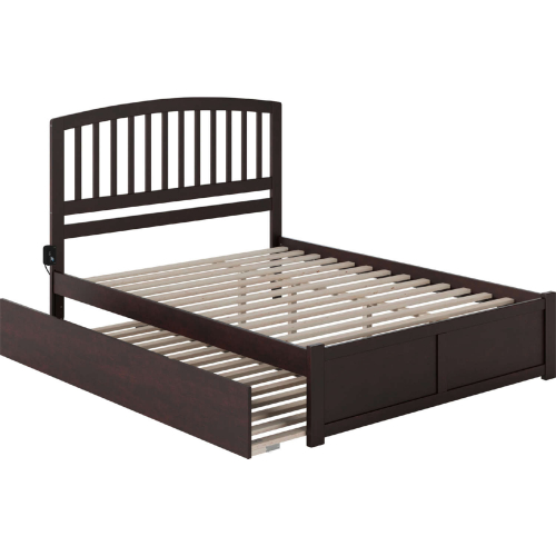 Richmond Queen Platform Bed, Footboard, Turbo Charger & Twin XL Trundle in Espresso