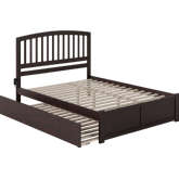 Richmond Queen Platform Bed, Footboard, Turbo Charger & Twin XL Trundle in Espresso