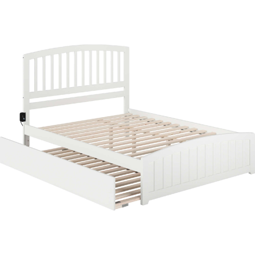 Richmond Queen Platform Bed, Match Footboard, Turbo Charger & Twin XL Trundle in White