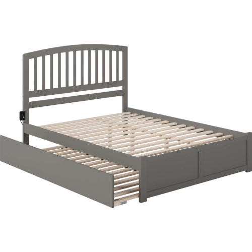 Richmond King Platform Bed with Footboard & Twin XL Trundle in Grey Finish Wood