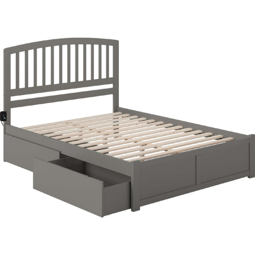 Richmond King Bed with Flat Panel Footboard & 2 Urban Bed Drawers in Grey