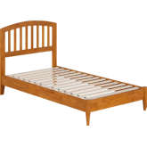 Quincy Twin Low Profile Platform bed with USB in Light Toffee Finish Wood