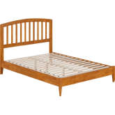 Quincy Full Low Profile Platform bed with USB in Light Toffee Finish Wood