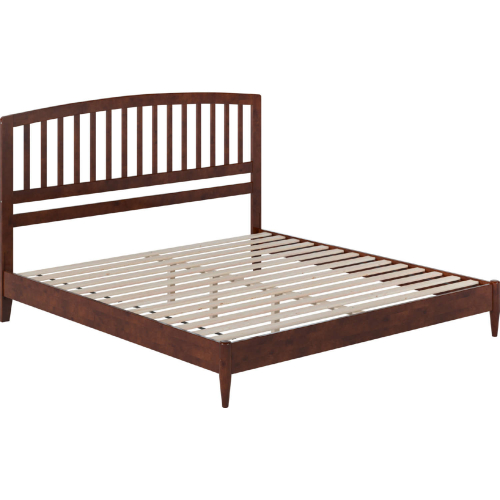 Quincy King Low Profile Platform bed with USB in Walnut Finish Wood