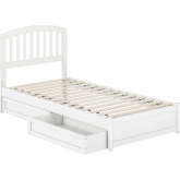 Lucia Twin XL Platform Bed with Panel Footboard, Drawers & Charging in White