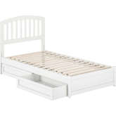 Lucia Twin Platform Bed with Panel Footboard, Drawers & Charging in White
