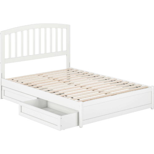 Lucia Full Platform Bed with Panel Footboard, Drawers & Charging in White