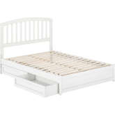 Lucia Full Platform Bed with Panel Footboard, Drawers & Charging in White
