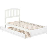 Lucia Twin XL Platform Bed with Panel Footboard, Twin XL Trundle & Charging in White