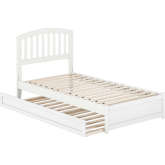 Lucia Twin Platform Bed with Panel Footboard, Twin Trundle & Charging in White