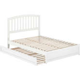 Lucia Full Platform Bed with Panel Footboard, Twin Trundle & Charging in White