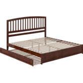 Lucia King Platform Bed with Panel Footboard, Twin XL Trundle & Charging in Walnut Finish