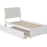 Portland Twin Extra Long Bed with Footboard & Twin Extra Long Trundle in White