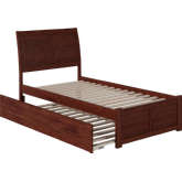 Portland Twin Extra Long Bed with Footboard & Twin Extra Long Trundle in Walnut