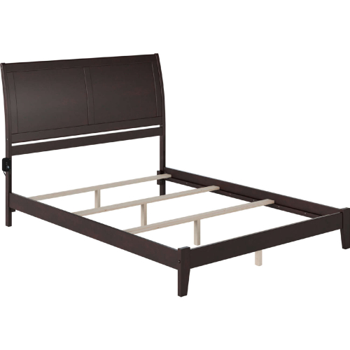 Portland Queen Bed with Open Footboard & Turbo Charger in Espresso