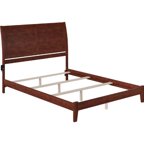 Portland Queen Bed with Open Footboard & Turbo Charger in Walnut