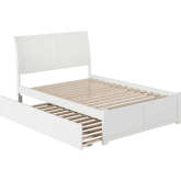 Portland Queen Platform Bed with Footboard & Twin XL Trundle in White Finish Wood