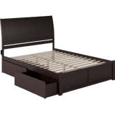 Portland Queen Bed w/ Flat Panel Footboard & 2 Urban Bed Drawers in Espresso