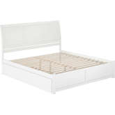 Portland King Platform Bed with Footboard, Twin XL Trundle & Charging in White