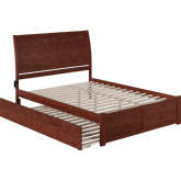 Portland King Platform Bed with Footboard & Twin XL Trundle in Walnut Finish Wood