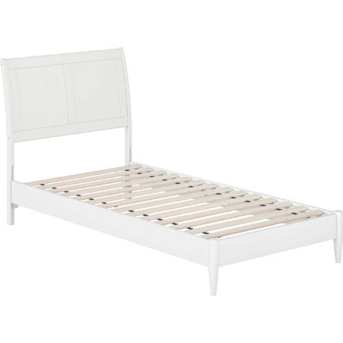 Valencia Twin XL Low Profile Sleigh Platform Bed in White Finish Wood
