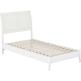 Valencia Twin Low Profile Sleigh Platform Bed in White Finish Wood