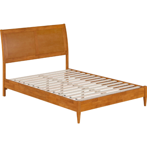 Valencia Full Low Profile Sleigh Platform Bed in Light Toffee Finish Wood