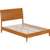 Valencia Full Low Profile Sleigh Platform Bed in Light Toffee Finish Wood