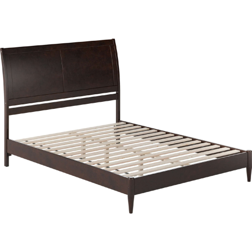 Valencia Queen Low Profile Sleigh Platform Bed in Espresso Finish Wood