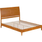 Valencia Queen Low Profile Sleigh Platform Bed in Light Toffee Finish Wood