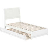 Andorra Twin XL Platform Bed with Panel Footboard, Twin XL Trundle & Charging in White