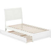 Andorra Twin Platform Bed with Panel Footboard, Twin Trundle & Charging in White