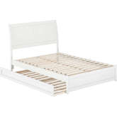 Andorra Full Platform Bed with Panel Footboard, Twin Trundle & Charging in White