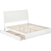Andorra King Platform Bed with Panel Footboard, Twin XL Trundle & Charging in White