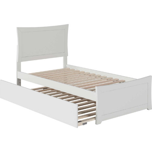 Metro Twin Bed with Matching Footboard & Urban Trundle Bed in White