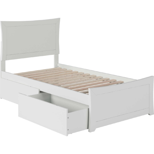 Metro Twin Bed with Matching Footboard & 2 Urban Bed Drawers in White