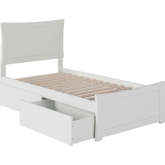 Metro Twin Bed with Matching Footboard & 2 Urban Bed Drawers in White