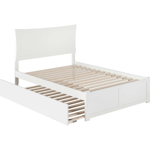 Metro Full Platform Bed with Flat Panel Foot Board & Full Urban Trundle in White