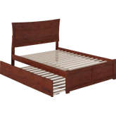 Metro Full Platform Bed with Flat Panel Foot Board & Full Urban Trundle in Walnut