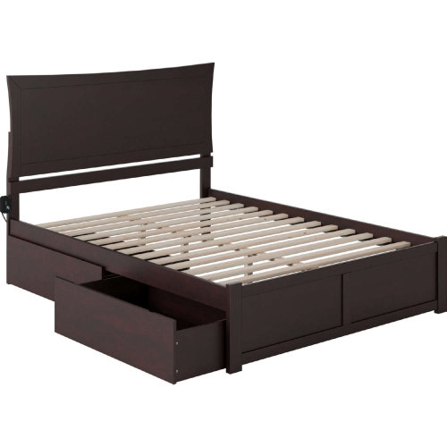 Metro Queen Bed with Flat Panel Footboard & 2 Urban Bed Drawers in Espresso